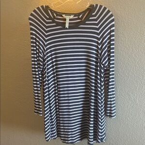 Matilda Jane Gray Pink Stripe Long Sleeve Mini Dress Tunic/ Size XS/ SOFT!